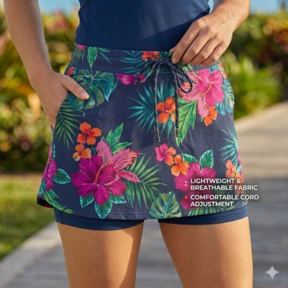 Speedo Tropical Floral Skort – Modern Lightweight Active Skort S